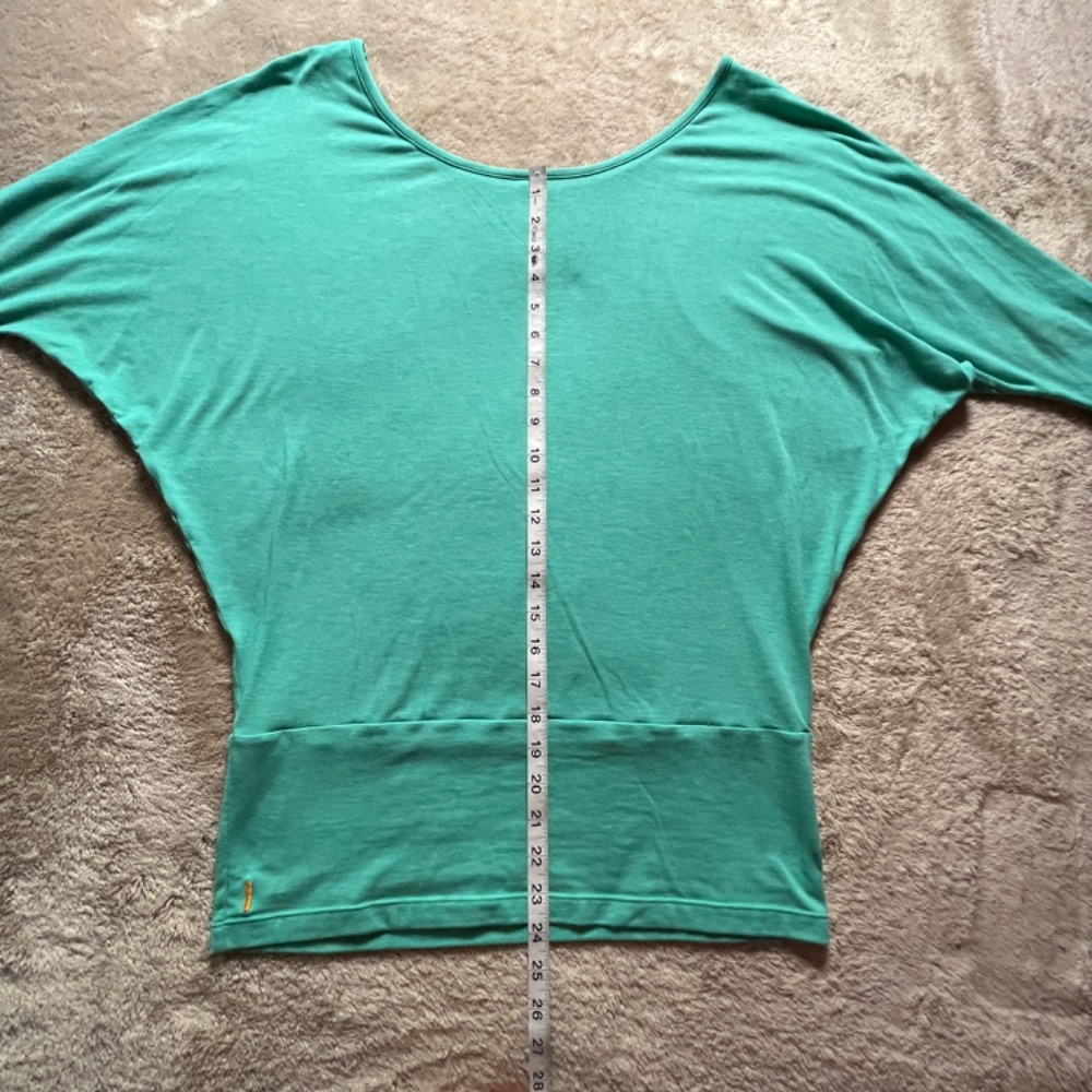 Women's Turquoise Batwing Workout Yoga Top Blouse L/S Loose Fit Athletic - Picture 9 of 12